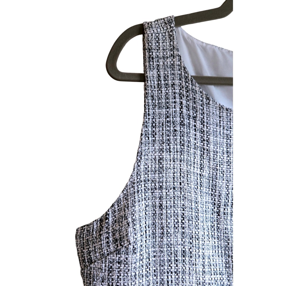 Halogen Women's XL Tweed Sheath Dress Black White Sleeveless Workwear Pockets - Picture 3 of 9